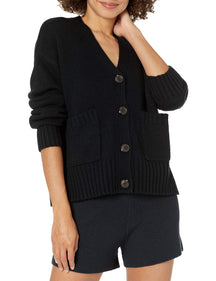 Chunky Button-Front Pocket Ribbed Cardigan