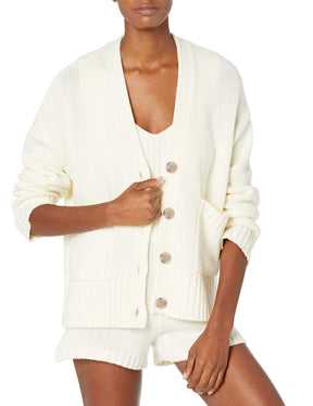 Chunky Button-Front Pocket Ribbed Cardigan