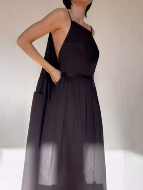 Square Neck One Piece Tie Maxi Dress